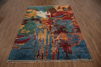 Vibrant Colors Abstract Design Area Rug 7x10