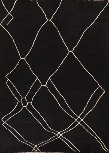 Vegetable Dye Moroccan Black Area Rug 8x10