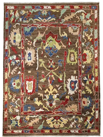 Vegetable Dye Brown Ziegler Wool Area Rug 8x10