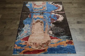 Contemporary Designer Rug Featuring Bold and Expressive Colors 6x8