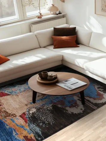 Contemporary Designer Rug Featuring Bold and Expressive Colors 6x8