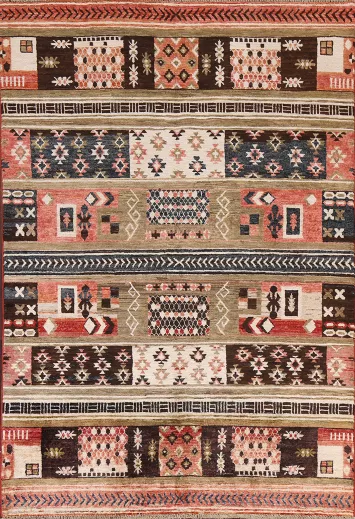 Tribal Gabbeh Kashkoli Wool Area Rug 5x6