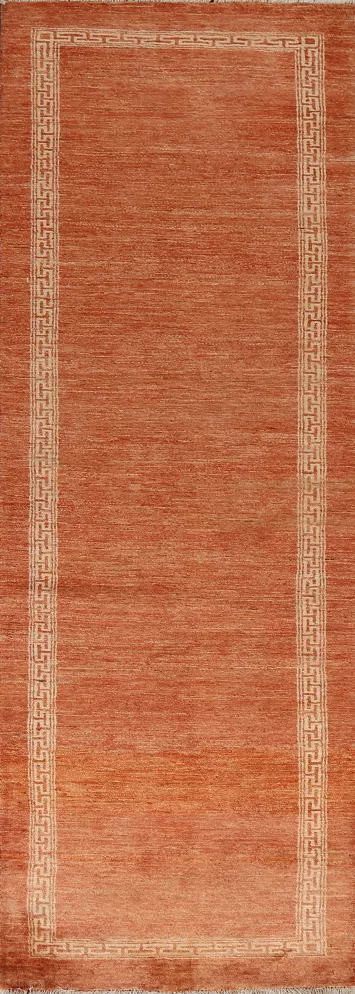 Orange Gabbeh Kashkoli Wool Runner Rug 3x9
