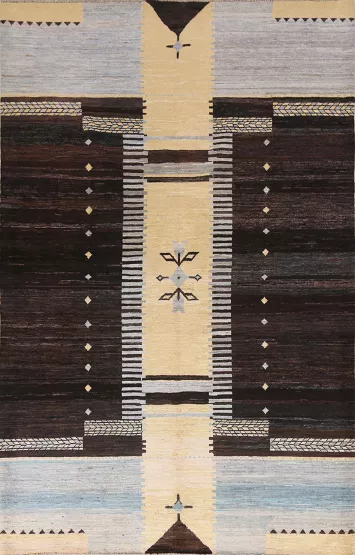 Handmade Gabbeh Kashkoli Wool Area Rug 6x8