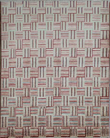 Elegant Geometric Patterned Area Rug in Soft Neutral Tones 5x6