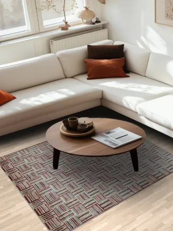 Elegant Geometric Patterned Area Rug in Soft Neutral Tones 5x6