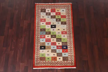 Checkered Gabbeh Kashkoli Handmade Wool Rug 3x5