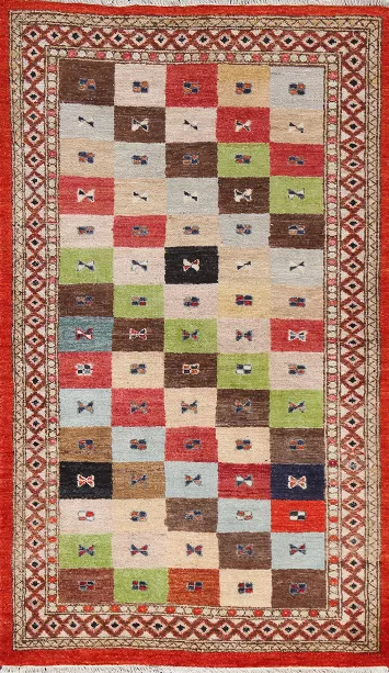 Checkered Gabbeh Kashkoli Handmade Wool Rug 3x5