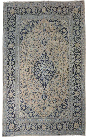 Vintage Distressed Coral Peach Kashan Persian Area Rug 8x11