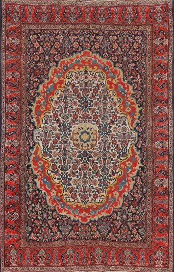 Pre-1900 Antique Vegetable Dye Senneh Persian Area Rug 4x7