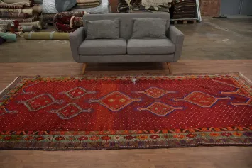 Pre-1900 Antique Karabakh Turkish Rug in Rich Red 5x11