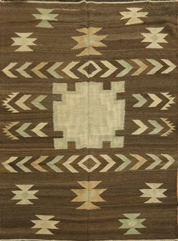 Natural Dye Kilim Wool Area Rug 5x7