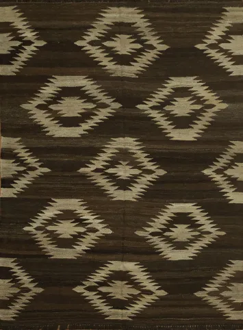 Natural Dye Brown Kilim Handmade Area Rug 5x6