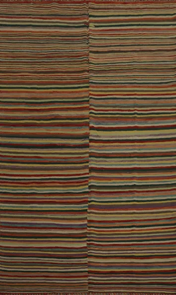 Handwoven Striped Rug with Rustic Vibes and Texture 6x10