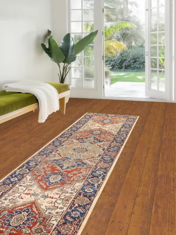 Vegetable Dye Heriz Serapi Wool Runner Rug 3x10