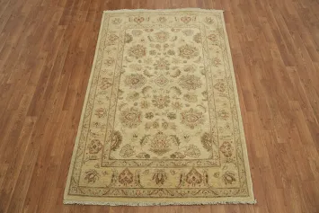 Elegant Traditional Beige Rug with Classic Motif Design 4x6