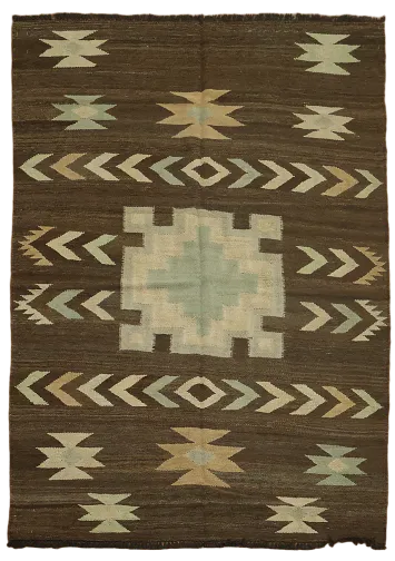 Natural Dye Kilim Flat-Woven Area Rug 5x7