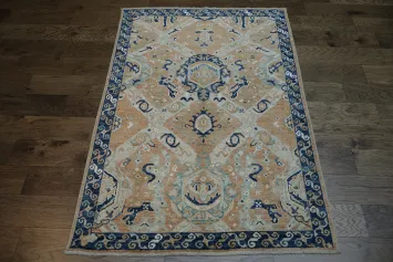 Vegetable Dye Oushak Turkish Area Rug 5x6
