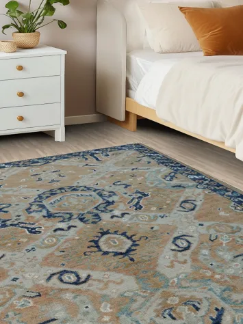 Vegetable Dye Oushak Turkish Area Rug 5x6