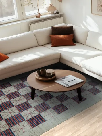 Sophisticated Striped and Geometric Checkered Area Rug  6x9