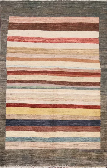 Striped Gabbeh Kashkoli Oriental Area Rug 4x6