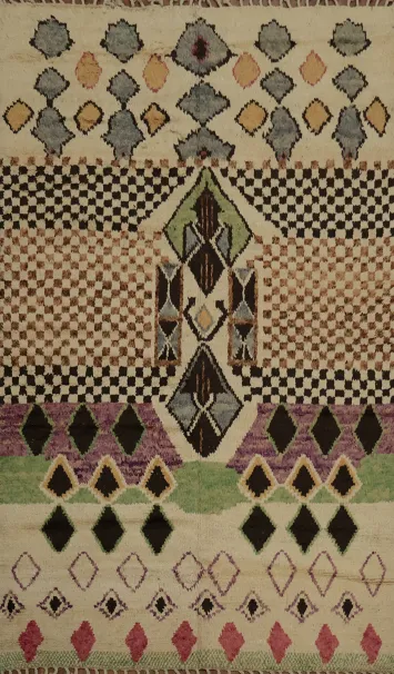 Handmade Wool Moroccan Oriental Area Rug 7x11