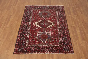 Tribal Geometric Red Gharajeh Persian Area Rug 5x6