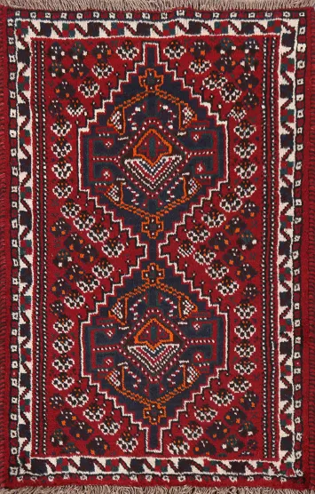 Geometric Wool Shiraz Persian Handmade Rug 3x4