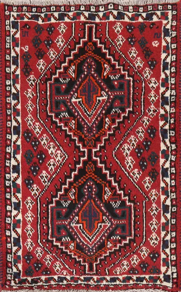 Wool Geometric Shiraz Persian Handmade Rug 3x4