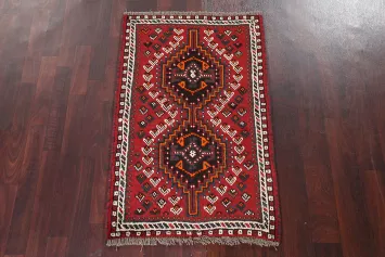 Geometric Red Shiraz Persian Handmade Rug 3x4