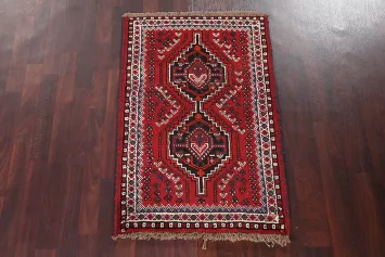 Geometric Red Shiraz Persian Wool Rug 3x4