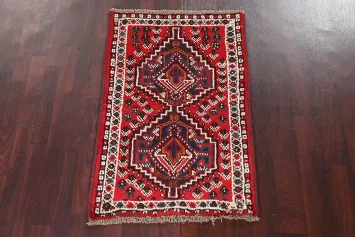 Geometric Wool Shiraz Persian Handmade Rug 3x4