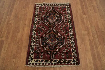 Geometric Red Shiraz Persian Handmade Rug 3x4