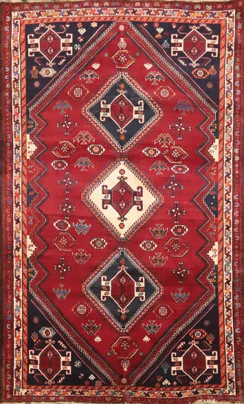 Vintage Red Wool Shiraz Persian Area Rug 6x10