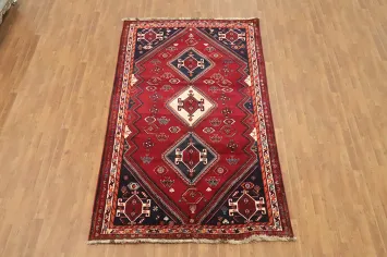 Vintage Red Wool Shiraz Persian Area Rug 6x10