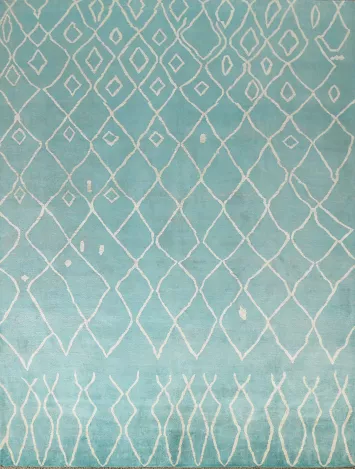 Vegetable Dye Turquoise Moroccan Handmade Rug 8x10