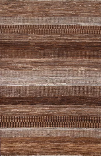 Brown Striped Gabbeh Kashkoli Oriental Rug 4x6
