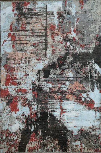 Vegetable Dye Wool/ Silk Abstract Oriental Area Rug 7x10