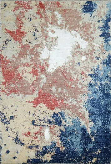 Vegetable Dye Wool/ Silk Abstract Oriental Area Rug 6x10