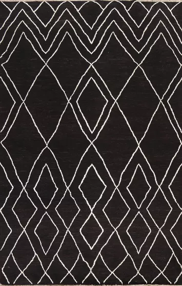 Vegetable Dye Black Moroccan Oriental Area Rug 5x8
