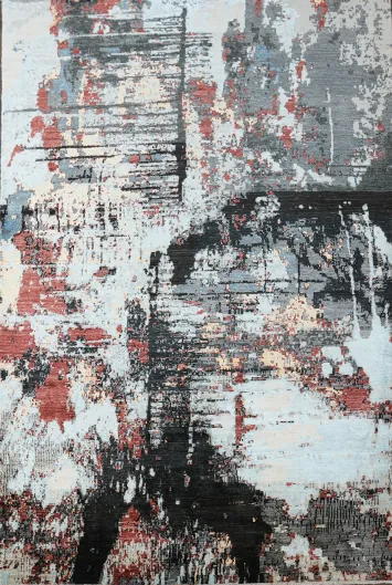 Vegetable Dye Wool/ Silk Abstract Oriental Area Rug 7x10