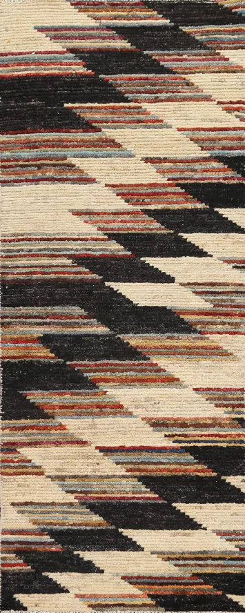 Handmade Moroccan Oriental Runner Rug 2x7