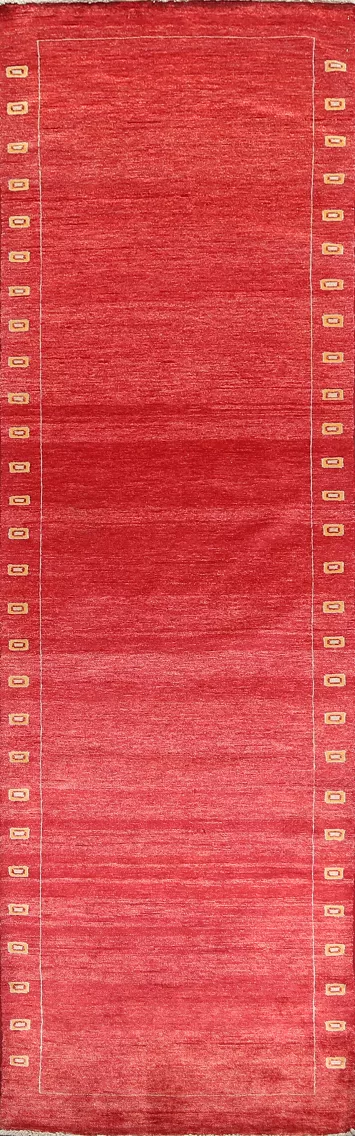 Red Gabbeh Kashkoli Oriental Runner Rug 3x10