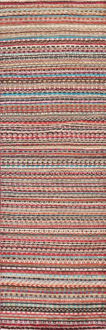 Striped Gabbeh Kashkoli Oriental Runner Rug 3x10