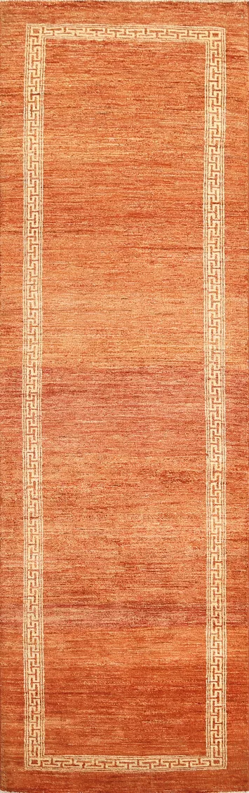 Orange Gabbeh Kashkoli Oriental Runner Rug 3x9