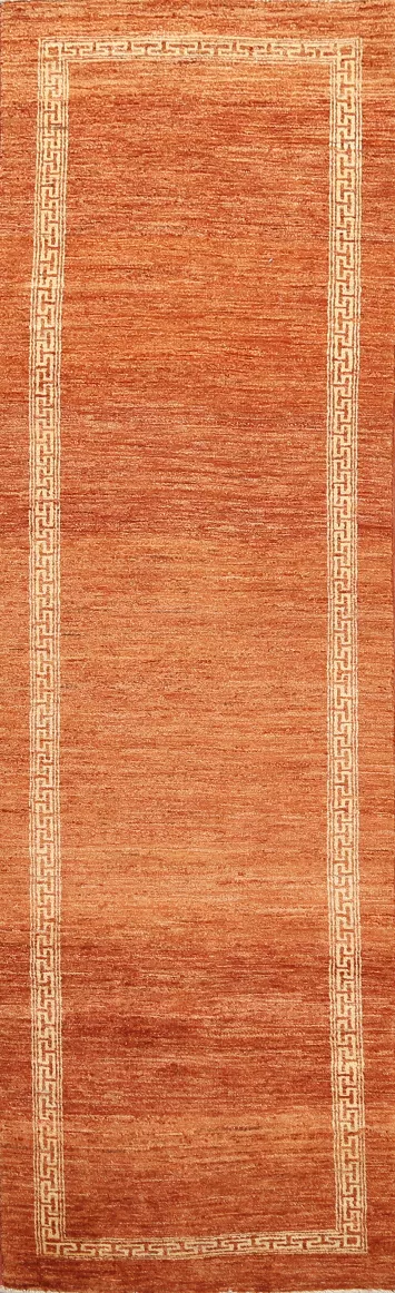 Orange Gabbeh Kashkoli Oriental Runner Rug 3x9