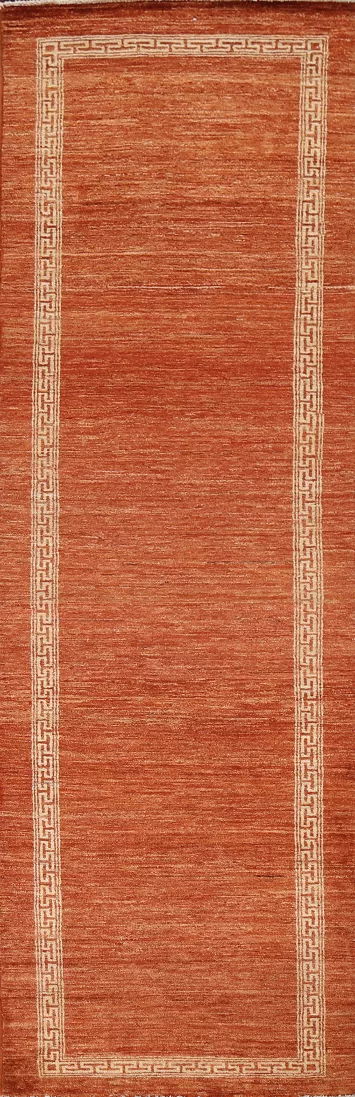 Orange Gabbeh Kashkoli Oriental Runner Rug 3x9