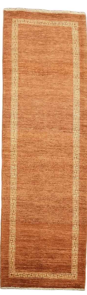 Orange Gabbeh Kashkoli Oriental Runner Rug 3x9