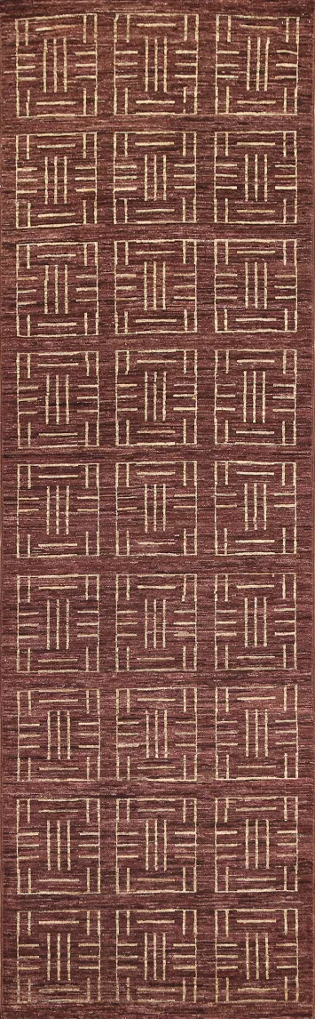 Brown Wool Gabbeh Kashkoli Oriental Runner Rug 3x10