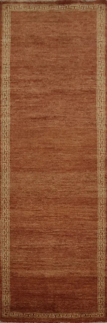 Terracotta Gabbeh Kashkoli Area Rug 6x8 Geometric Border for Hallways